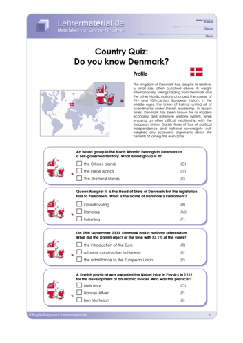 Vorschaugrafik 1 für das  Arbeitsblatt Country Quiz: Do you know Denmark? von Lehrermaterial.de.