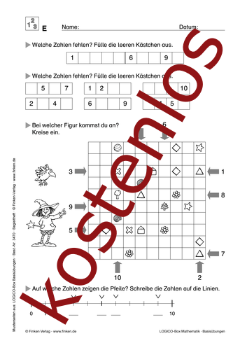 Vorschaugrafik 1 für das kostenlose Arbeitsblatt LOGICO-Box: Zahlenraum bis 10 von Lehrermaterial.de.