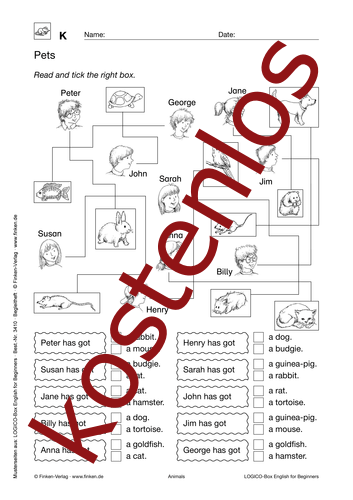 Vorschaugrafik 1 für das kostenlose Arbeitsblatt LOGICO-Box: Pets von Lehrermaterial.de.