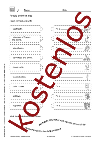 Vorschaugrafik 1 für das kostenlose Arbeitsblatt LOGICO-Box: People and their jobs von Lehrermaterial.de.