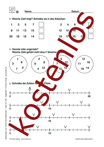 Vorschaugrafik 1 für das kostenlose Arbeitsblatt LOGICO-Box: Zahlenfolgen von Lehrermaterial.de.