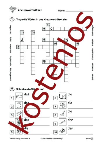 Vorschaugrafik 1 für das kostenlose Arbeitsblatt LOGICO-Box: Kreuzworträtsel von Lehrermaterial.de.