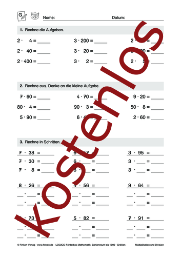 Vorschaugrafik 1 für das kostenlose Arbeitsblatt LOGICO-Box: Zahlenraum bis 1000 (VII) von Lehrermaterial.de.