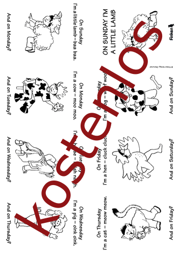 Vorschaugrafik für das kostenlose Arbeitsblatt Pocket stories - On Sunday I'm a little lamb von Lehrermaterial.de