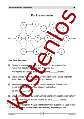 Vorschaugrafik 1 für das kostenlose Arbeitsblatt Punkte sammeln von Lehrermaterial.de.