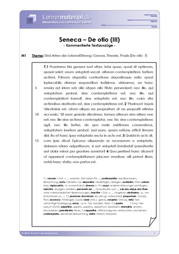 Vorschaugrafik 1 für das  Arbeitsblatt Seneca - De otio (III) von Lehrermaterial.de.