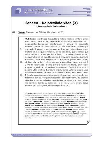 Vorschaugrafik 1 für das  Arbeitsblatt Seneca - De brevitate vitae (X) von Lehrermaterial.de.