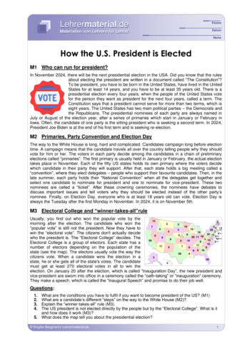 Detailseite für das  Arbeitsblatt How the U.S. President is Elected öffnen