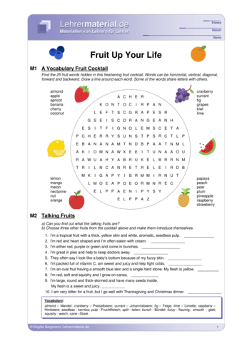 Vorschaugrafik 1 für das  Arbeitsblatt Fruit Up your Life von Lehrermaterial.de.