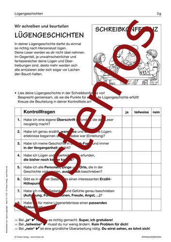 Vorschaugrafik 1 für das kostenlose Arbeitsblatt Wir schreiben und beurteilen Lügengeschichten von Lehrermaterial.de.